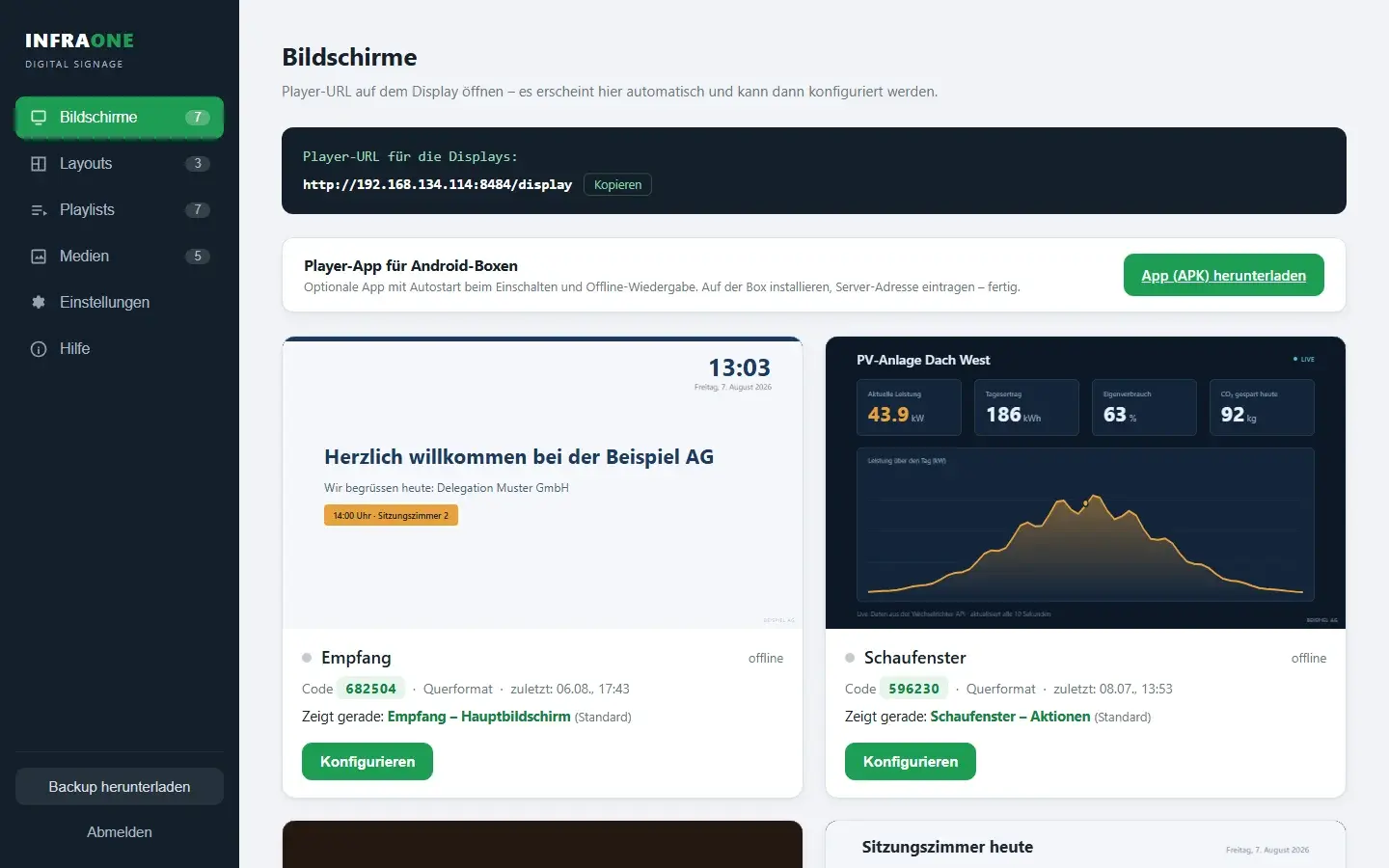 Alle Bildschirme im Blick – mit Live-Vorschau jedes einzelnen Displays.