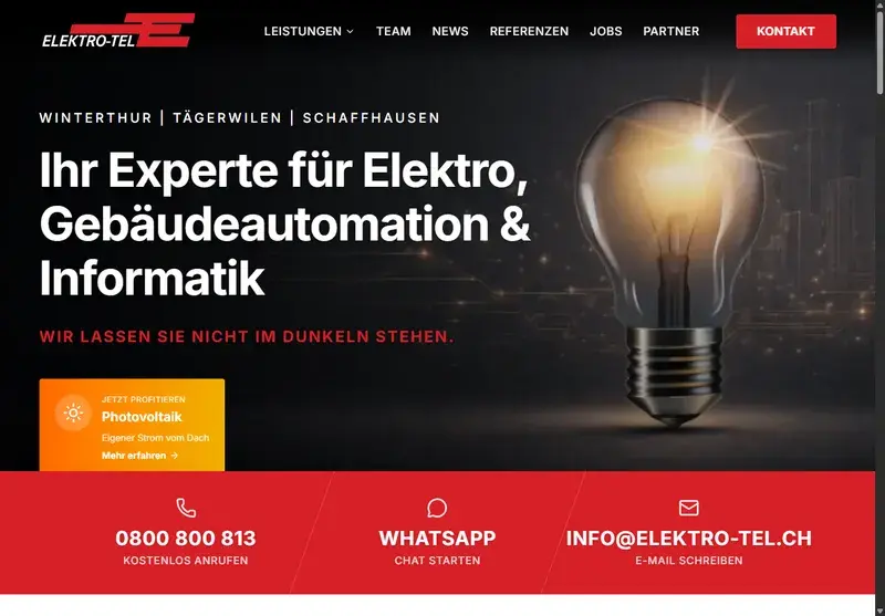 Referenz: Website Elektro-Tel AG